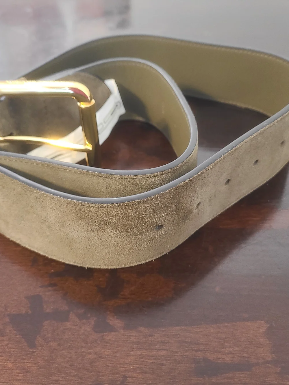 Lauren Ralph Lauren Olive Suede Belt with Gold Buckle Nwt  Size S